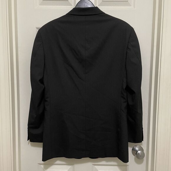 Haggar Enterprise 38R 3 Button Black Pinstripe 2 Pc Suit 32 X 32 Pleated Pants - Picture 6 of 16